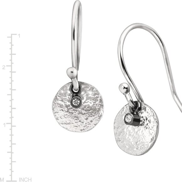 Mini Crystal Disc' Drop Earrings with Crystals in Sterling Silver - Picture 4 of 8